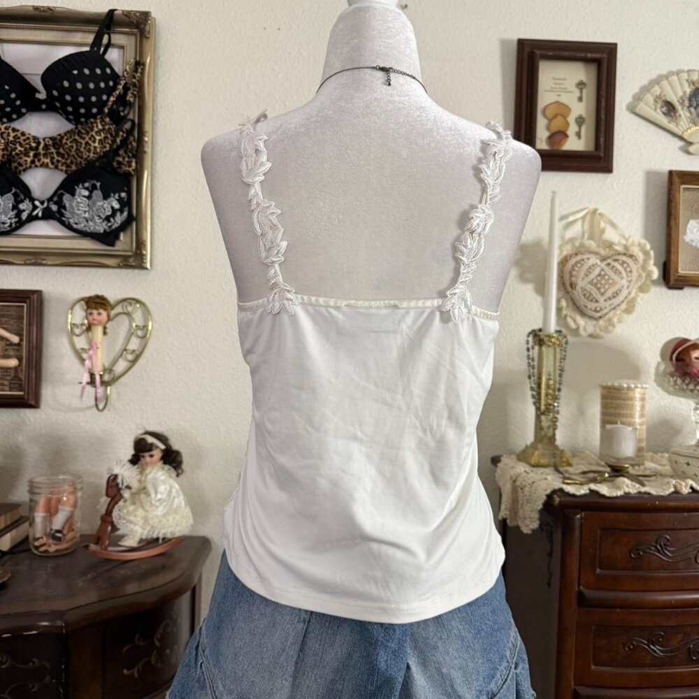 y2k fairy grunge whimsical floral appliqué cami - Picture 4 of 6